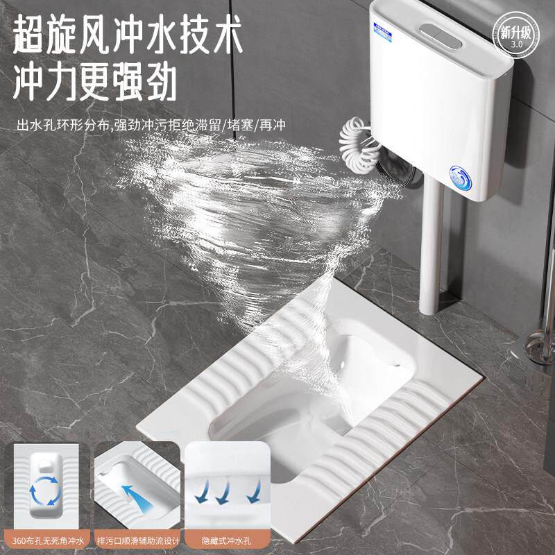家陶瓷蹲便器D1冲水箱套大装用化妆室蹬便盆防臭防溅便器所蹲坑厕