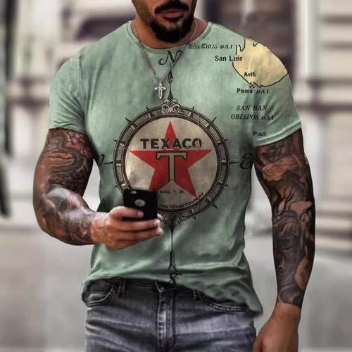 Printed T-shirt flexible craft short sleeved men's top