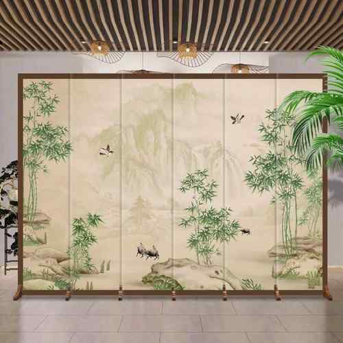 新中式屏风客厅隔间办公室入户门遮挡玄关可折叠移动简约装饰茶室