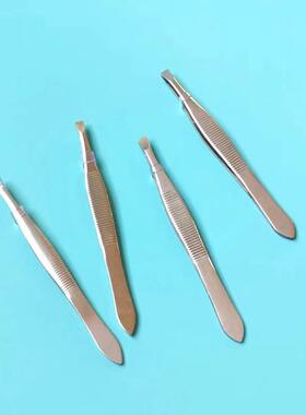 Manufacturer's Stock: Stainless Steel Slanted Tip Tweezers,