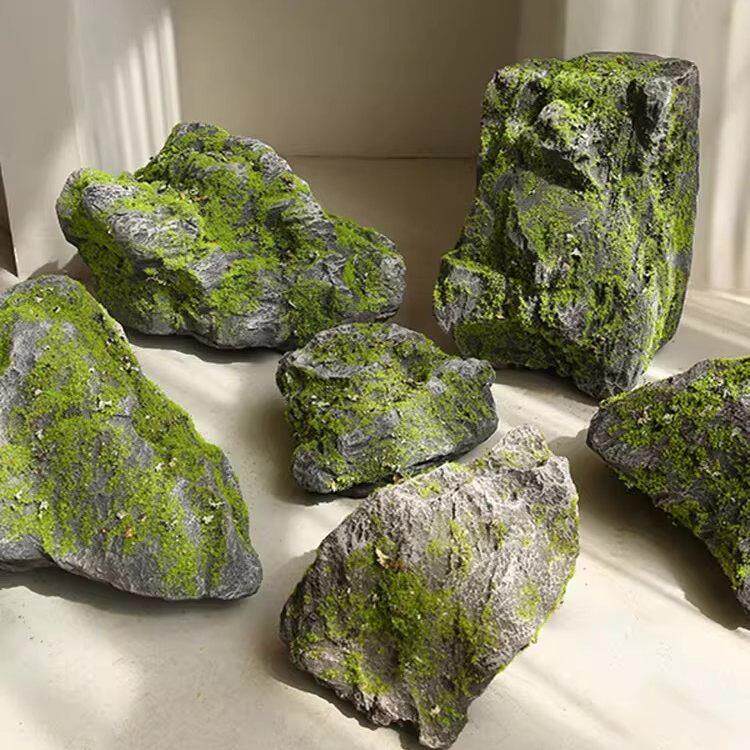 仿真绿植苔藓假石道具青苔泡沫仿生石头森林造景室内庭院假山摆件