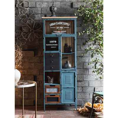 美式覆古橱柜客厅工业风格收纳柜创意铁柜收纳柜手工陈列柜落地
