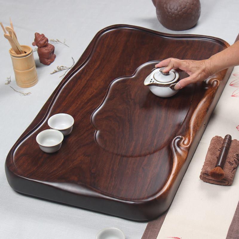 茶盘实木整块黑檀木功夫茶具茶台茶海家用大小号茶托 托盘简约排