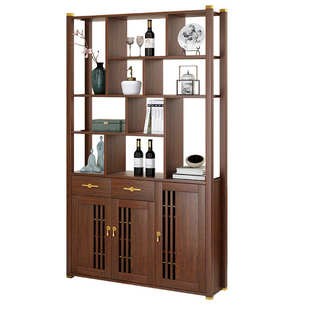 新中式玄关柜鞋柜一体门厅置物架实木框进门装饰间厅柜客厅隔断柜