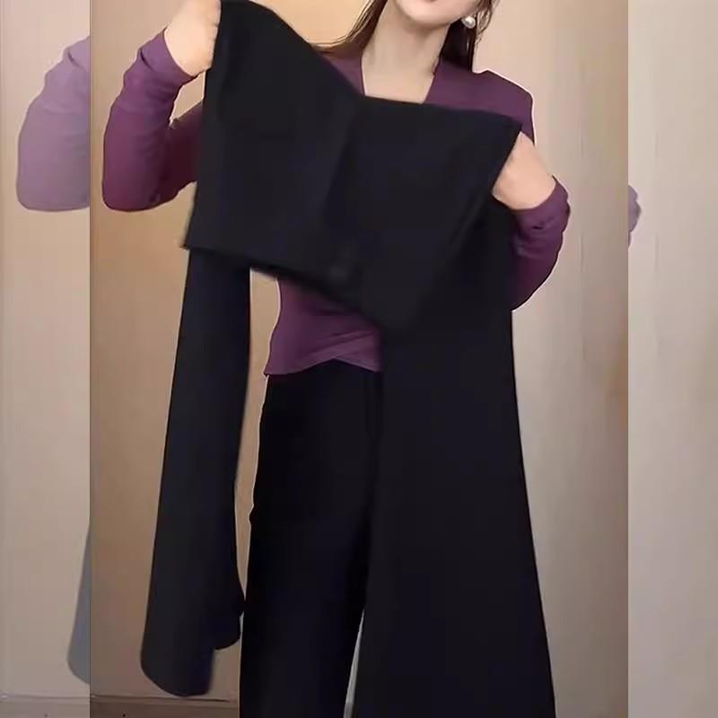 好货黑色西装微喇叭裤女秋冬2026欧货小个子马蹄裤高腰显瘦裤垂感