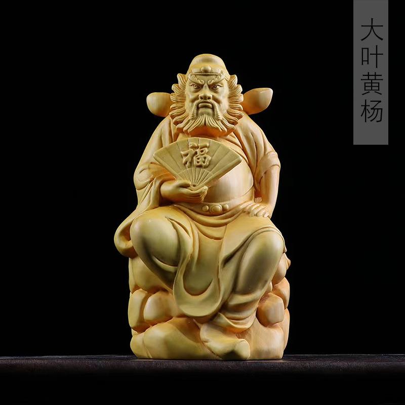 大叶黄杨雕刻钟馗款摆件摆饰规格13×8×5.5客厅装饰工艺厂家