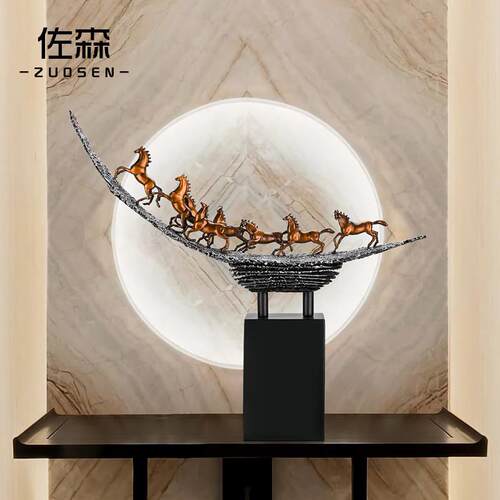 佐森 八骏雄风 铜马摆件客厅玄关饰品办公室桌面定制公司开业礼物