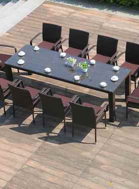 户外休桌椅藤编小子室外庭伞院闲创ELF意餐桌椅椅套件组合带家居