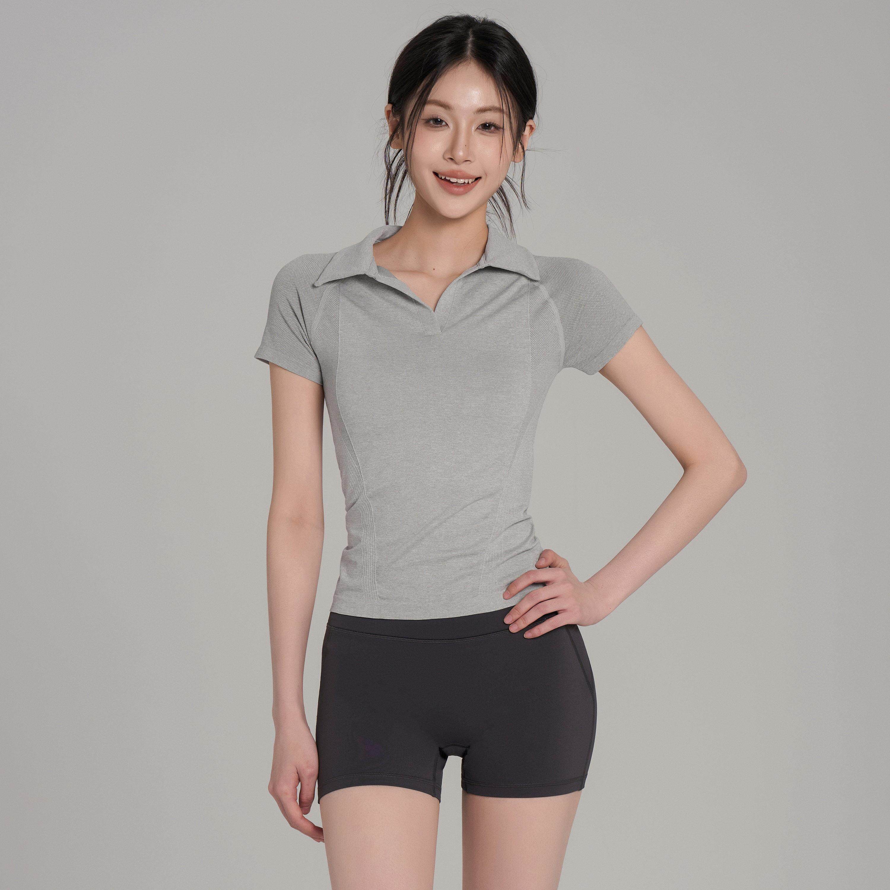 羽毛球运动短袖T恤女夏季薄款高端网球Polo衫修身速干健身服上衣