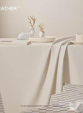 奶油风小羊皮桌布纯色长方形免洗氛围感高颜值饭厅布置茶几餐定制