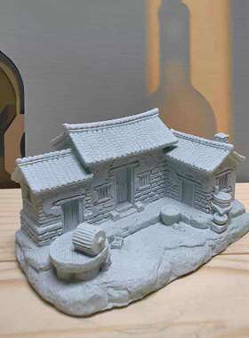 蓝色砂件岩人工DAO景观老房微景观小摆假山鱼缸子景花观美化装饰