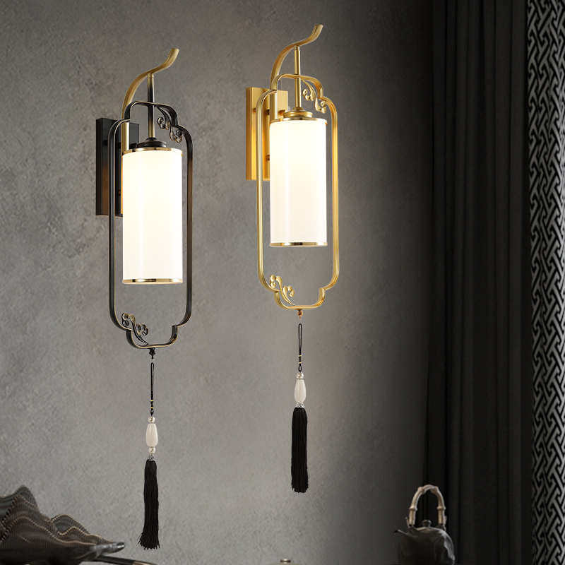 全铜壁灯新中式客厅电视背景墙灯卧室床头灯中国风高级感房间壁灯