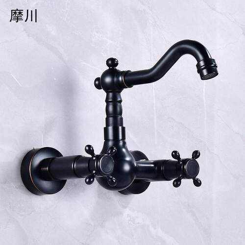 新款直销热销外贸黑色仿古拉丝冷热水龙头双把双控面盆脸盆水龙头
