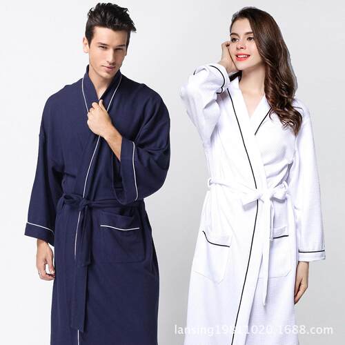 Hotel style couple bathrobe made of soft cotton yukata