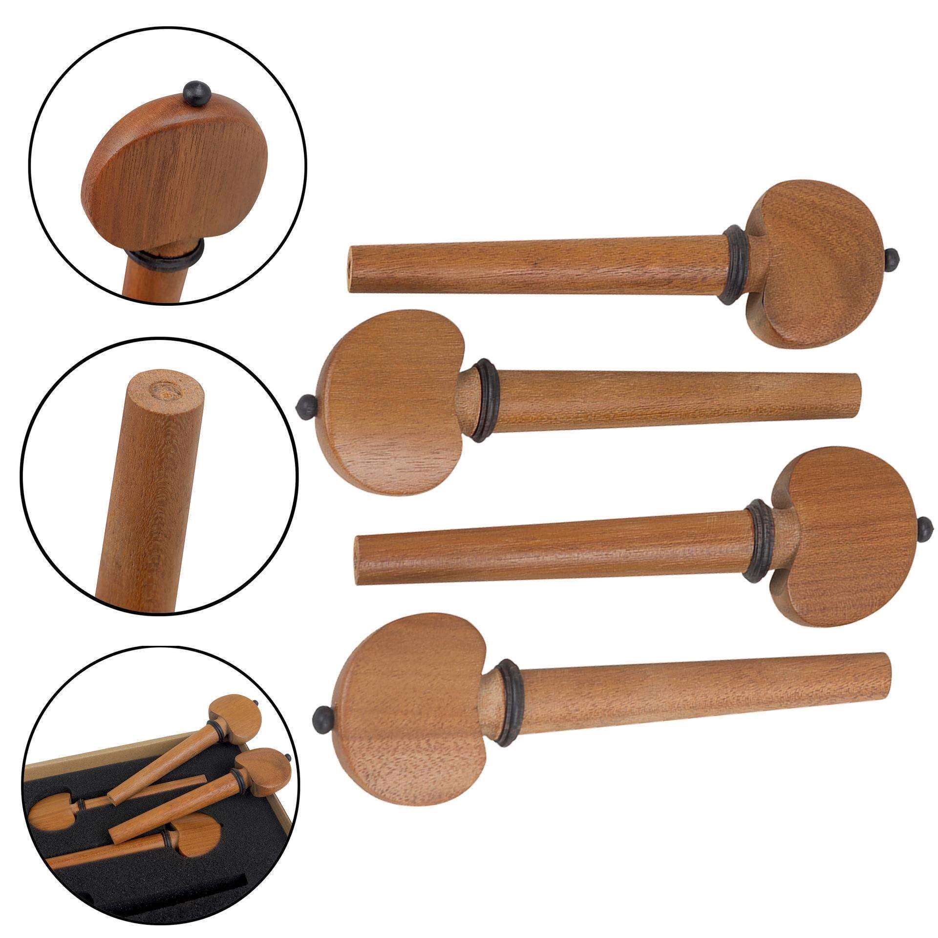 大提琴弦轴纯天然苏木镶乌木高档四个装纸盒包装提琴弦轴乐器配件