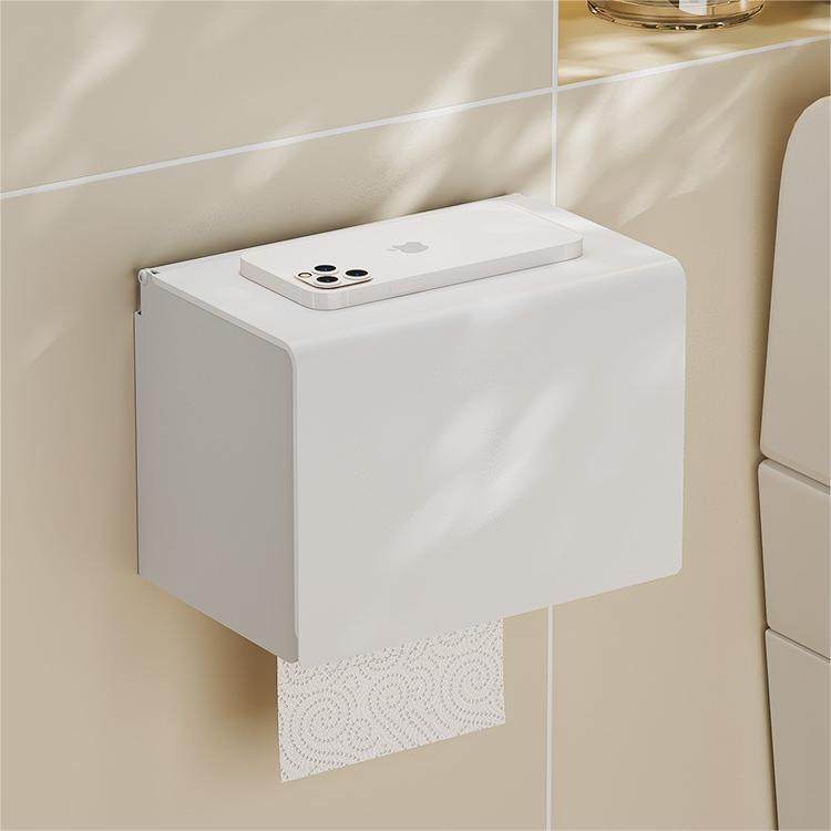 白色卫生纸手机置物架卫生间厕所厕纸纸巾盒免打孔抽纸卷纸筒壁挂