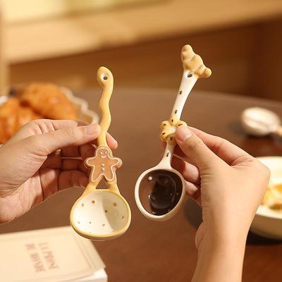 网红可爱小勺子个人专用陶瓷勺釉下彩长柄汤勺家用调羹汤匙吃饭勺