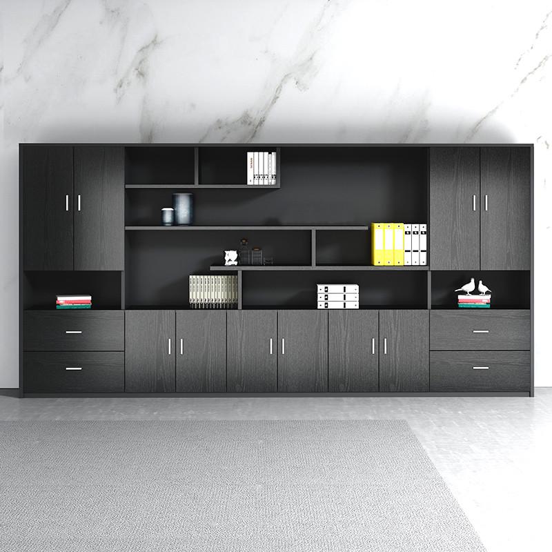 书柜办公室黑色木质文件柜镂空资料商务储物柜柜架3隔断2.大气米