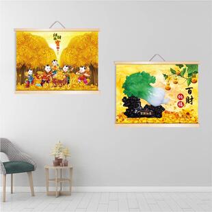 五福娃招财进宝文武财神卷轴挂画入户玄关装饰画摇钱发财树走廊画