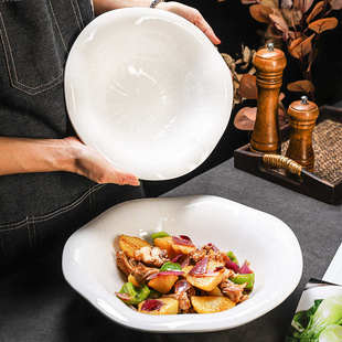 盘子 高档菜碟白色盘子高级感菜盘炒菜盘子家用凉拌菜盘子汤盘中式