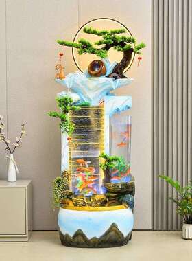欧式八方来财流水喷泉循环水客厅加湿器摆件公司办公室招财造水景