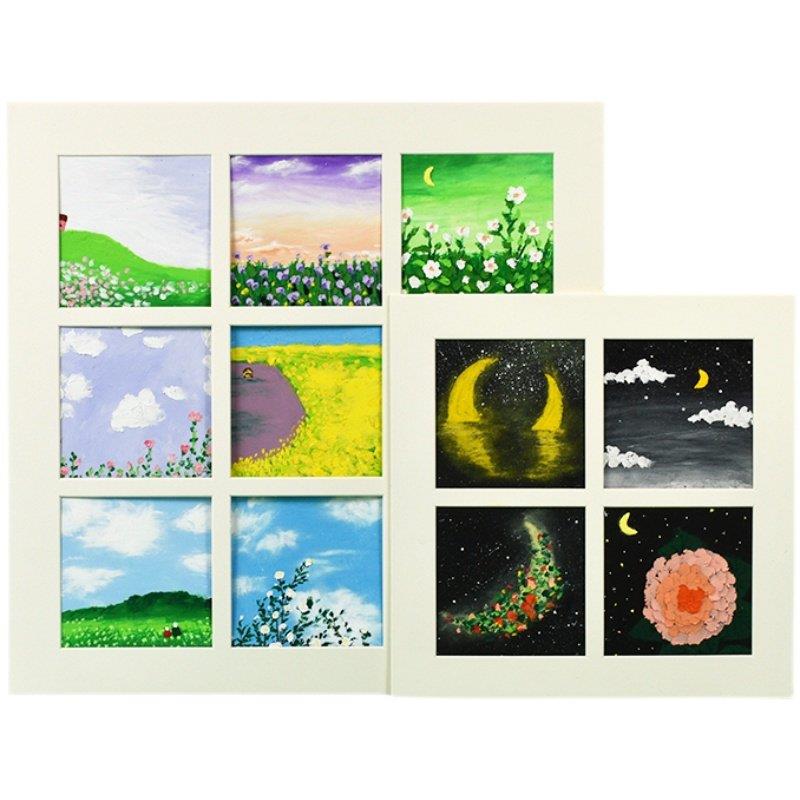 昊拓 油画棒专用画框九宫格作品框10X10纸相框 学生四格相框卡纸图片