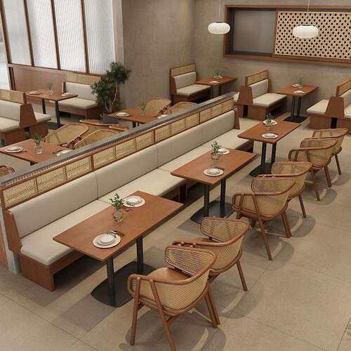 西餐厅连锁餐饮实木编藤靠背桌椅组合奶茶休闲小吃咖啡厅卡座沙发