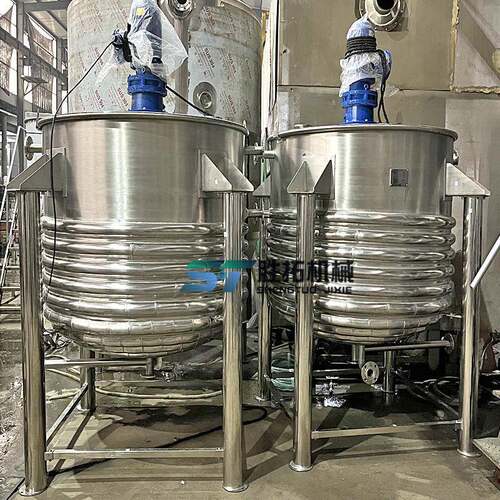 不锈钢内盘桶汽管搅拌罐ST-24080蒸外半管加热配料化日化工带平台