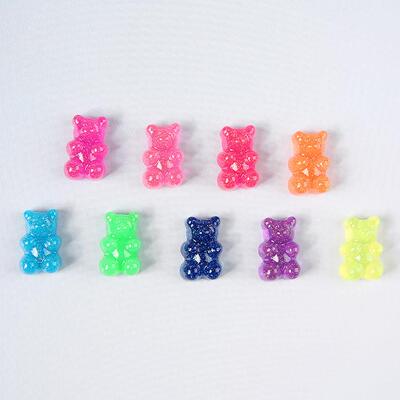 20pcs 20*13MM Glittering Sweet Gummy bear Gradient color Fla