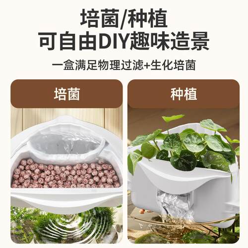 狂水草圆鱼草共生缸一鱼共生过滤器上置草滴疯流盒三合生态过滤盒