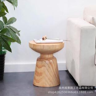 床北欧实木木5334茶桩木墩子角几创沙发边几意简约卧室头木凳小圆