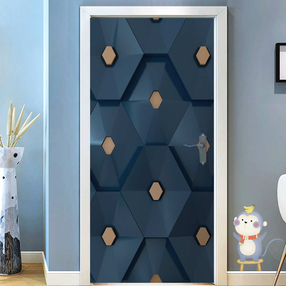 MT181三维立体六边形仿真门贴 创意木门翻新贴 玻璃橱窗墙贴纸