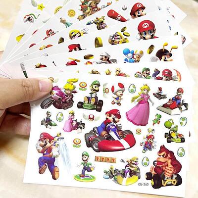 Super Mario Bros Tattoo Stickers Kawaii Anime Figure Toys Ki