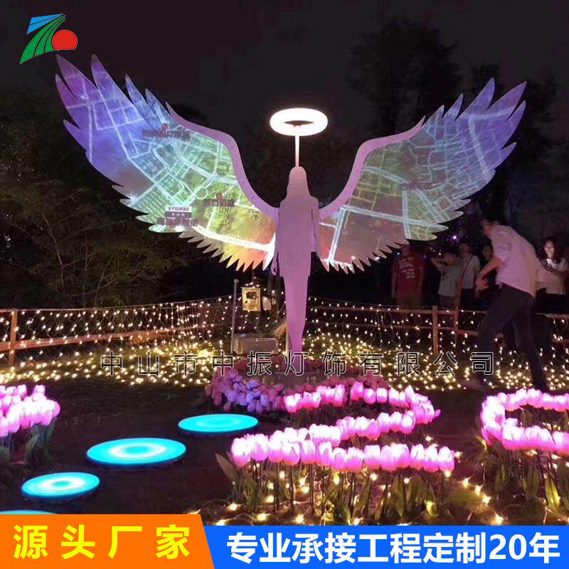 4米led发光天使之翅膀造型灯商场酒店广场景观亮化陈美装饰工程灯