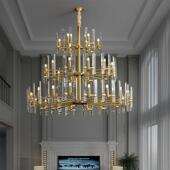 轻奢全铜水晶大吊灯复式 楼别墅客厅大气楼梯跃层大吊灯奢华灯