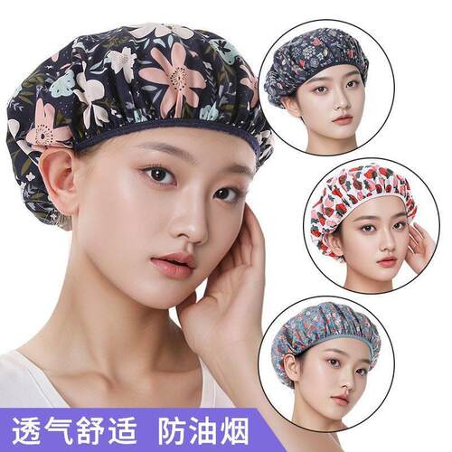 厨房帽子防油烟女款厨师帽防尘女帽家用防掉发包头帽护士帽烘焙帽