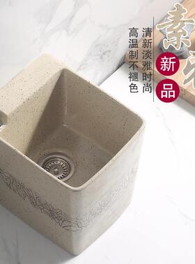 庭复古拖把池家用拖布池墩布黑色仿水磨石洗池地水CFR拖池把盆侧