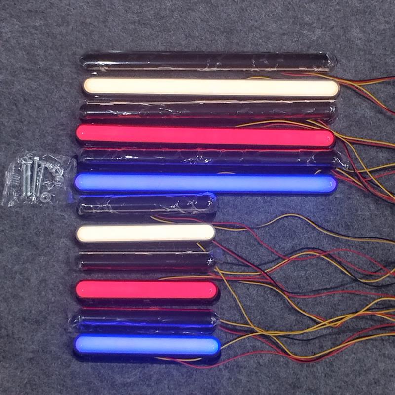 长条LED熏黑日行灯12V24V卡货车机车前杠侧边改装饰灯 流水转向