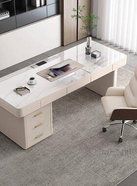 意式极简约计师轻奢现T1岩板书桌家用卧室书办公设电房脑桌写字代