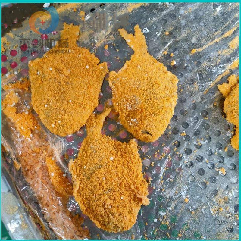 天妇罗大虾裹糠设备 下粘上撒面包虾上糠机器 小黄鱼上浆机设备