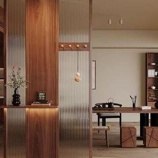 新中式 玄饰屏 客遮厅入户关隔F996MH88断风进门屏挡实木复古玻璃装