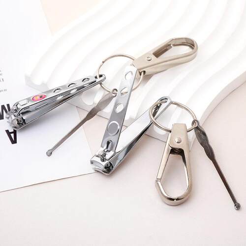 Keychain Set Including Nail Clipper, Nail File, and Ear Pick