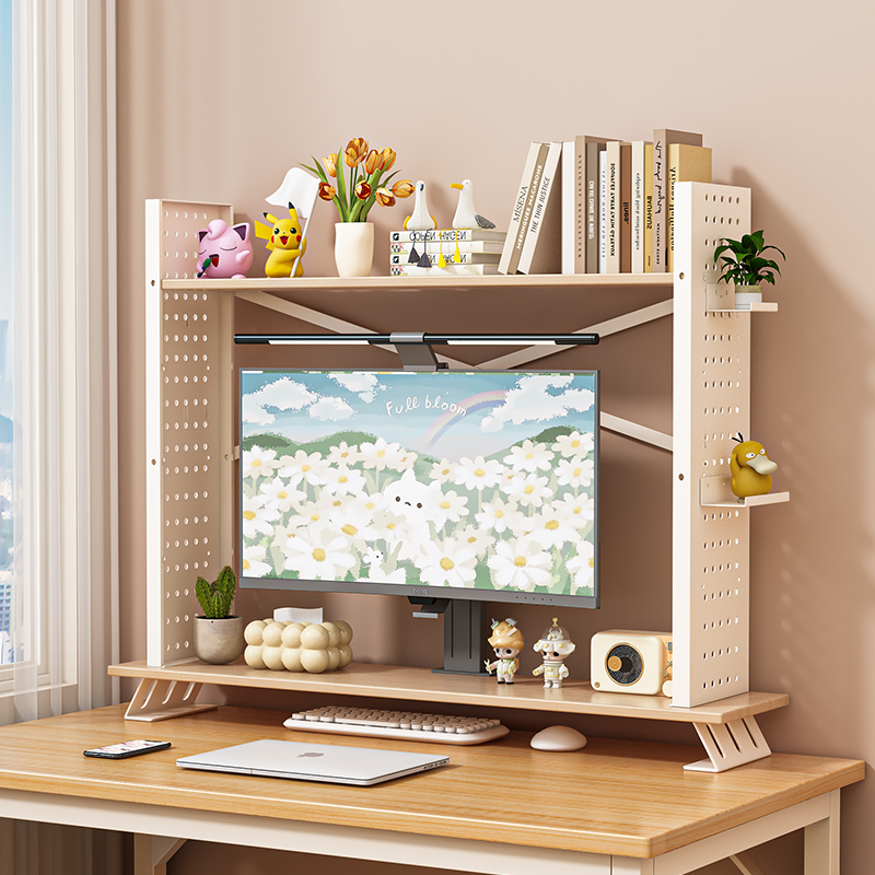 书架桌面置物架家用电脑显示器支撑架办公室桌上收纳架屏幕抬高架