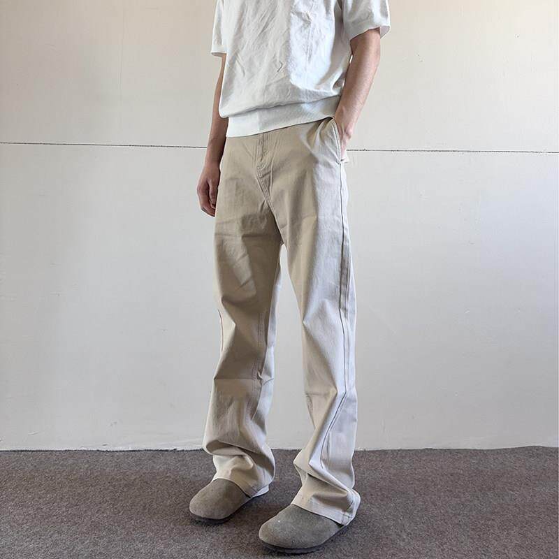 soxiox美式水洗牛仔工装裤男女夏季直筒宽松显瘦覆古cleanfi丁字