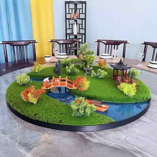 餐桌中间摆包间花酒店大圆桌XWZ盘转微景观装饰仿真花艺摆摆件设