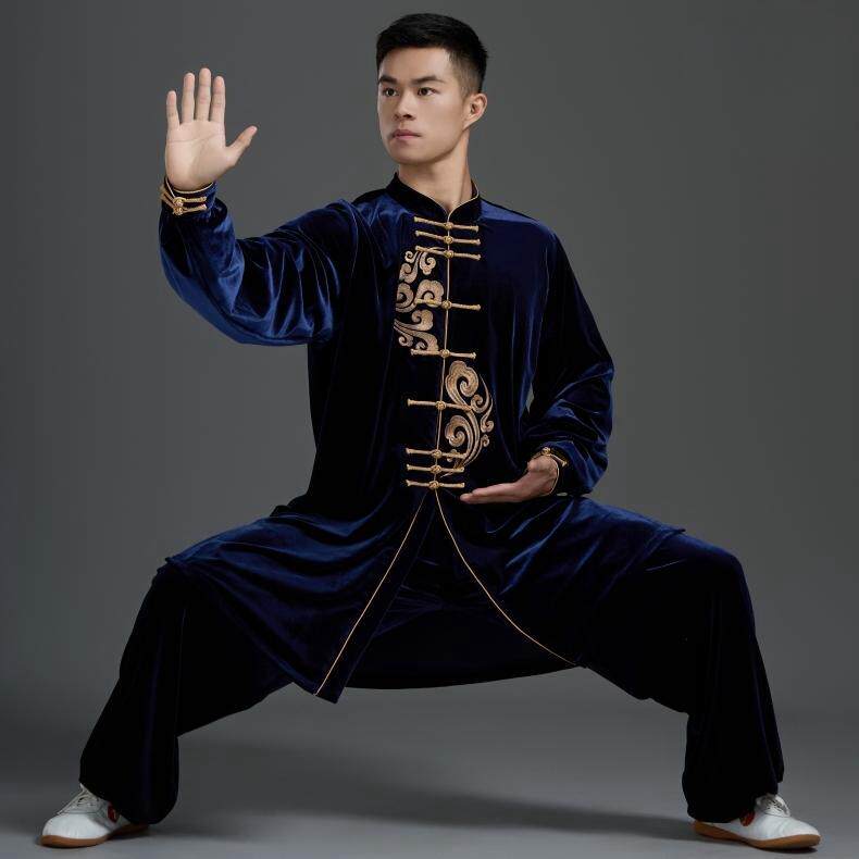 正品金丝太极服加厚刺绣不倒绒赛绒武术练功比表服保暖秋冬演新款