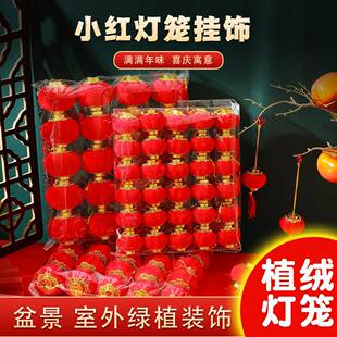 灯笼新款2026年植绒小红灯笼可户外阳台灯笼挂饰春节新年灯笼装饰