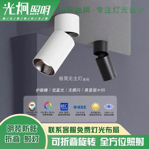 厂家直销科锐芯片家用led无主灯吸顶射灯免开孔可折叠旋转明装灯