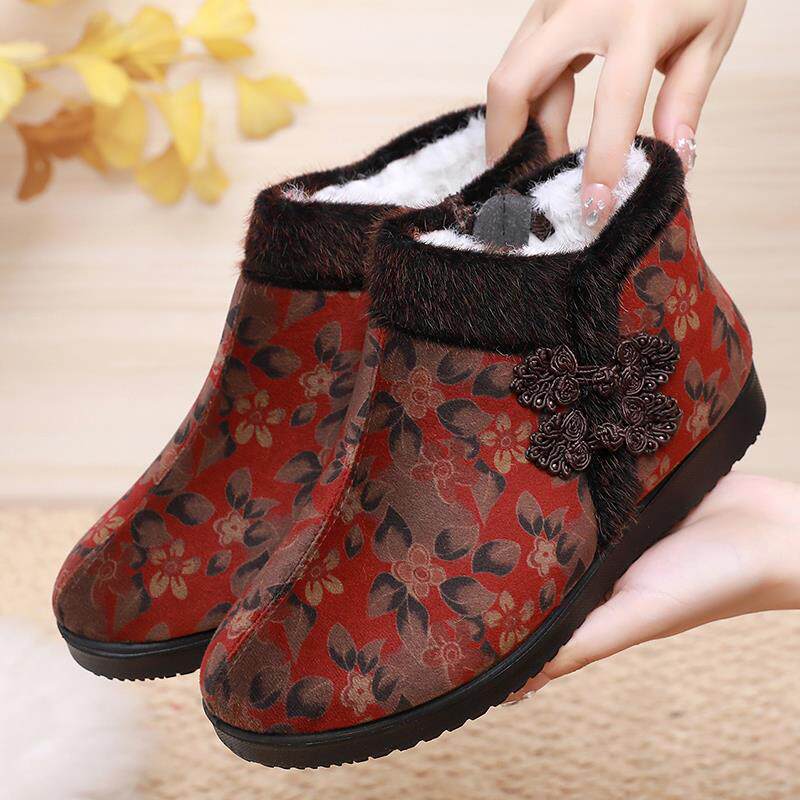 正品季冬老北棉布京鞋女加厚保暖纯羊毛妈妈棉鞋防滑软底中老年奶