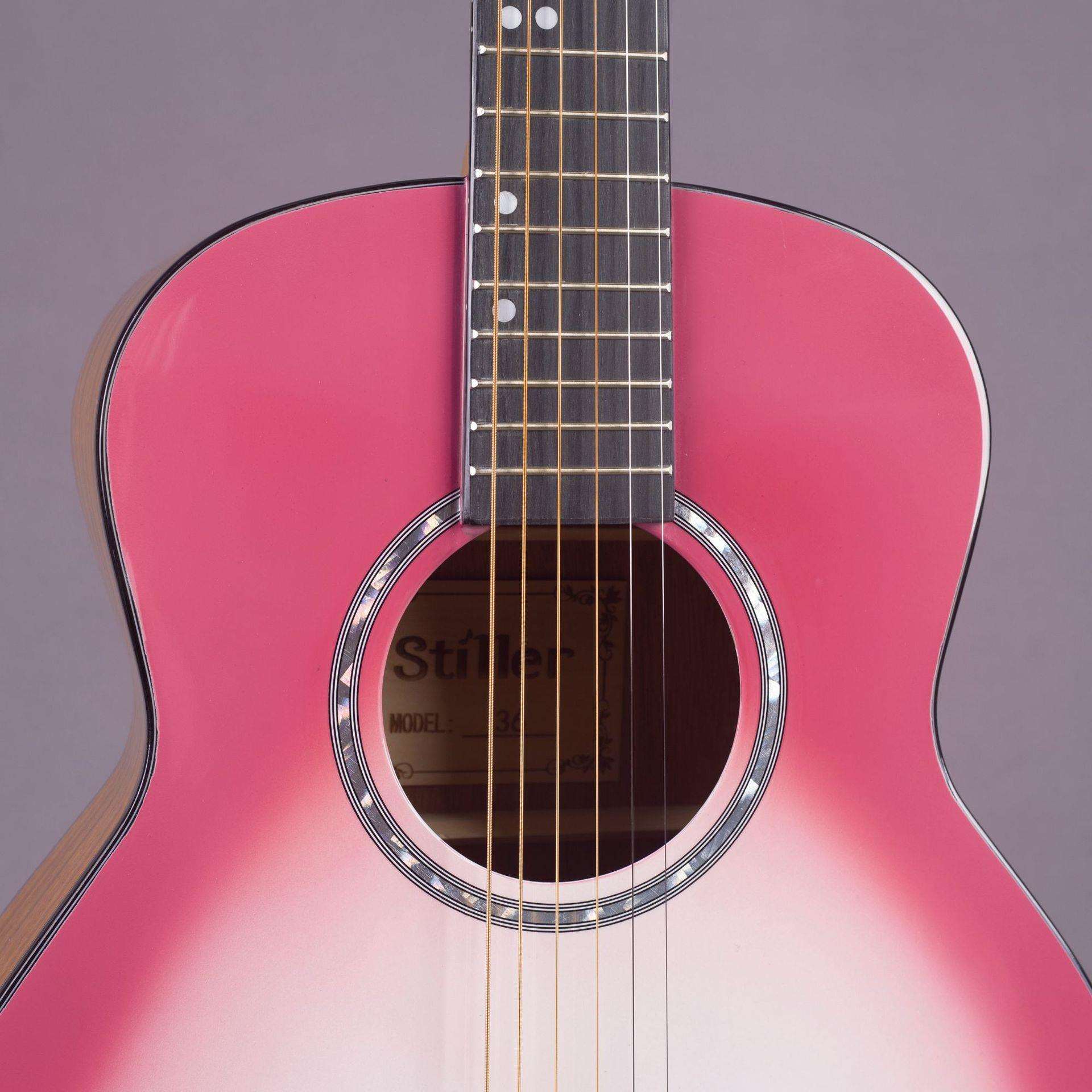 亮光粉色圆角木吉他 36寸原声guitar民谣吉他 初学者jita乐器厂家